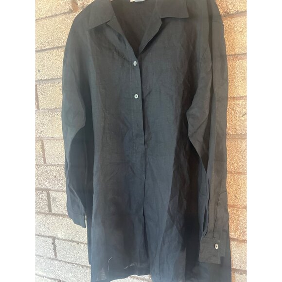 Bloomingdales Black 100% Linen Long Sleeve Button-Up Shirt XL NWT - Picture 2 of 11